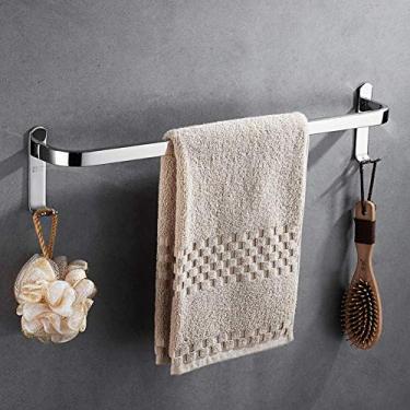 Imagem de 3FLQOOPP Toalheiro de aço inoxidável 304 resistente à corrosão, poste único com gancho montado na parede, suporte de toalha com acabamento polido para banheiro, cozinha, escritório-A 50 cm (20