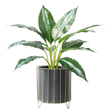 Imagem de SLGGPJBU Plantas falsas, planta artificial, cinza, palmeira, verde, vaso, plantas falsas com vaso, decoração interna e externa, decoração de escritório, plantas artificiais, ambientes internos e
