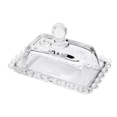 Imagem de Manteigueira de Cristal com Tampa Bolinha Pearl Wolff 10x7cm
