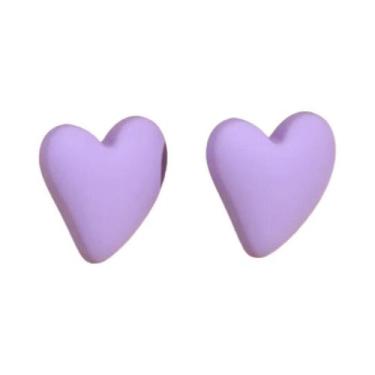 Imagem de Brincos De Coração Geométrico Em Acrílico Colorido, Moda Coreana, Desi