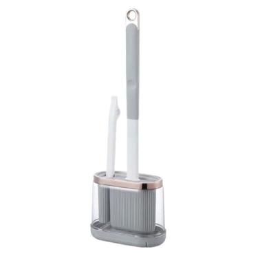 Imagem de Limpeza profunda doméstica 2 em 1 multifuncional com alça longa, escova de vaso sanitário de silicone, economia de espaço