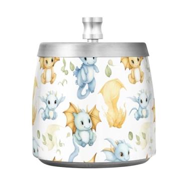 Imagem de STAYTOP Cinzeiro de dinossauro fofo com tampa, aço inoxidável à prova de vento, sem fumaça, cinzeiro grande para uso ao ar livre para decoração de escritório em casa