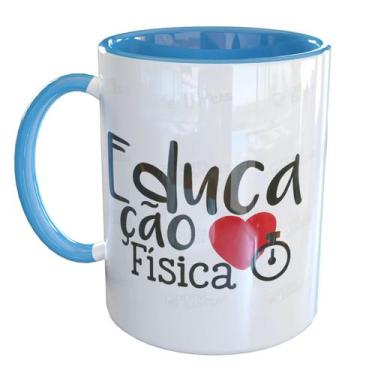 Imagem de Caneca Porcelana Educação Física - Pense Canecas, Azul Claro