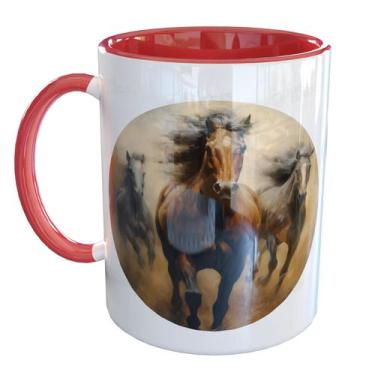 Imagem de Caneca Porcelana Cavalo Indomável - Pense Canecas, Vermelho