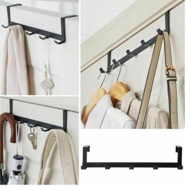 Imagem de Cabide Suporte Para Porta C/ 5 Ganchos Multiuso preto - clink