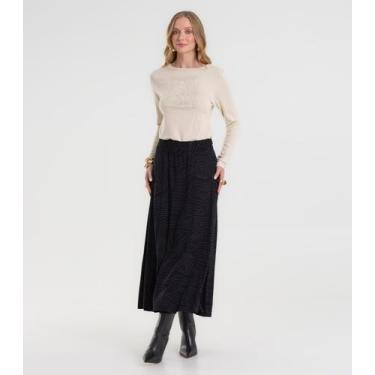 Imagem de Saia Midi Feminina Em Viscotorcion Rovitex Preto, M, Preto