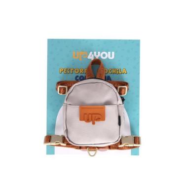 Imagem de Mochila Peitoral Pet Pequena com Guia em Poliéster Up4you, Bege, P