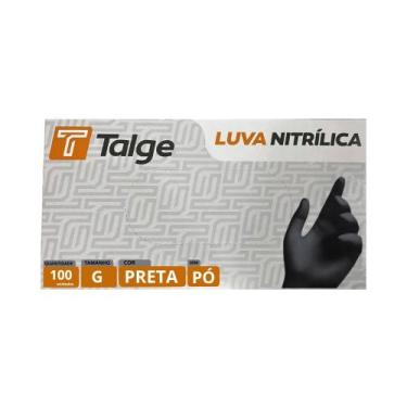 Imagem de Luva Nitrílica Descartável Preta "G" c/ 100un Sem Pó Talge