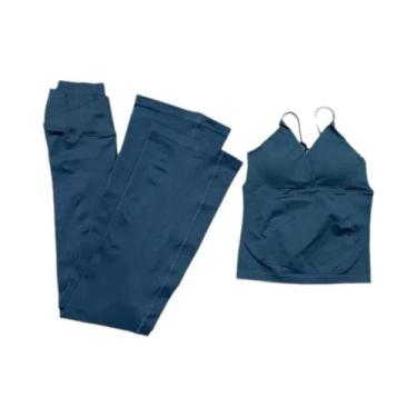 Imagem de Conjunto De Ginástica Feminino De 2 Peças Sem Costura, Top De Treino D
