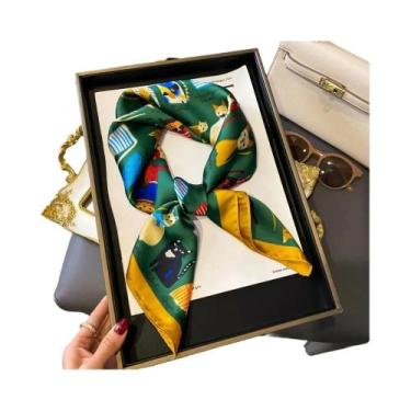 Imagem de Lenço De Seda Luxuoso Com Estampa De Corrente 70x70cm Para Mulheres, L