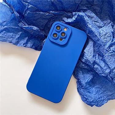 Imagem de Capa de telefone fluorescente de cor sólida de silicone macio para iPhone 13 12 11 Pro XS Max 7 8 Plus X XR SE 2 Capa de proteção de câmera, Marinha, iPhone 7Plus,8Plus
