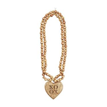 Imagem de Mud Pie Decoração com contas gravadas, coração natural, 183 cm