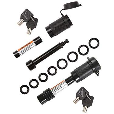 Imagem de Pino de trava de engate de reboque resistente METOWARE, pino de trava de 1,27 cm de diâmetro com adaptador de 1,27 cm, 8 anéis de vedação de borracha, serve para receptores Classe I-V