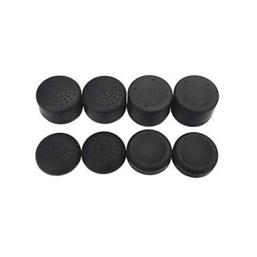 Imagem de Pacote de 8 peças de controle analógico Gamepad levantado Antislip polegar aderência palitos Joystick capa para PS4, PS3, Switch Pro, Xbox One, Xbox 360, Wii U, PS2 controlador (preto)