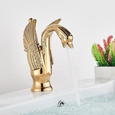 Imagem de Torneiras de lavatório Swan Golden Torneiras de lavatório monocomando Torneira de pia de banheiro misturador no banheiro Torneira de lavatório preta, tamanho único