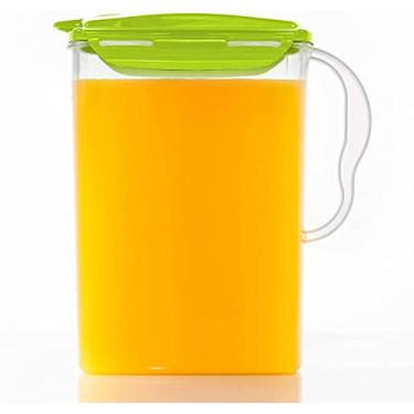 Imagem de Jarra de água para porta de geladeira LocknLock Aqua com alça de plástico livre de BPA com tampa flip top perfeita para fazer chás e sucos, 3 litros, verde