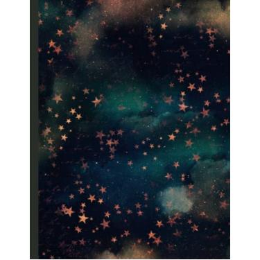 Imagem de Caderno de composição: Diário noturno estrelado escuro para escola, estudantes, faculdade, trabalho, escritório 21,6 cm x 28 cm, 120 páginas (caderno de 60 folhas)