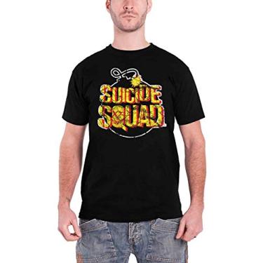 Imagem de Suicide Squad Camiseta com logotipo de bomba de mercadoria oficialmente licenciada (, Preto, G