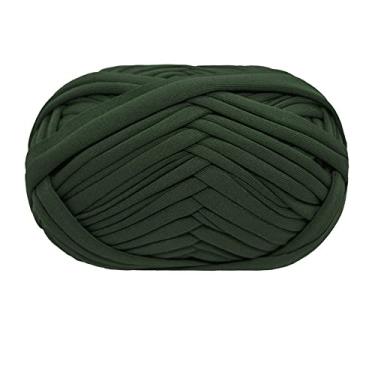 Imagem de Camiseta fio de tricô tecido de crochê pano para mão de verão bolsa diy cobertor almofada projetos de crochê 100g (##27 verde-oliva)