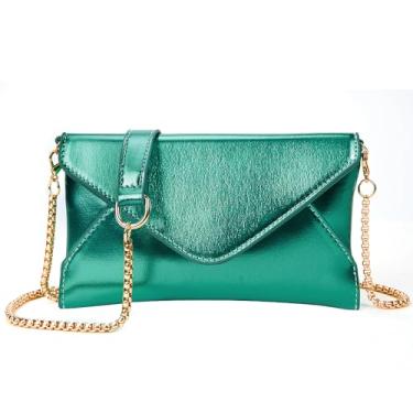 Imagem de Bolsa clutch feminina para noite envelope bolsa transversal bolsas de casamento festa noite brilhante pequena bolsa de ombro, Verde