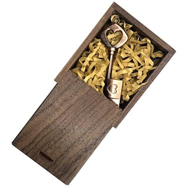 Imagem de Pen drive USB 3.0 de casamento de 32 GB com caixa de presente de madeira, chaveiro de alta velocidade de até 100 MB/S exFat Thumb Drive Jump Drive, presente ideal para