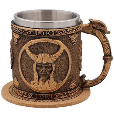 Imagem de WOKHACH Caneca de cerveja Loki decoração viking nórdica, caneca de aço inoxidável, caneca de café, caneca viking nórdica, decoração gótica, decoração de festa, utensílios de bebida, canecas de