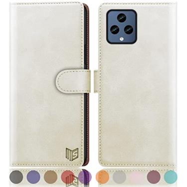 Imagem de SUANPOT Capa carteira para T-Mobile Revvl 6 5G com suporte de cartão de crédito com bloqueio de RFID, capa protetora de couro PU flip book feminina masculina para Revvl 6 capa de telefone branca