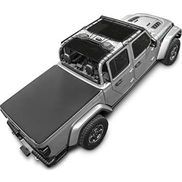 Imagem de Alien Sunshade Jeep Gladiator – Protetor solar, para-sol de malha frontal e traseira, parte superior de 4 portas, reduz o vento e o ruído, ajuste universal (preto)