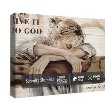 Imagem de Christian Puzzles God Puzzle 1000 Piece for Adults, Art Jigsaw Puzzle Religious Christianity Puzzles, Sleeping Girl Spiritual Bible Puzzle as Family Decor