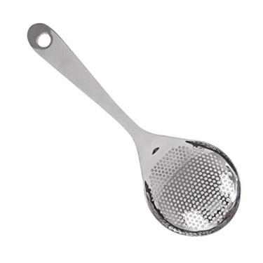 Imagem de Xiaojikuaipao Colher de escorredor grande de aço inoxidável 304 premium - Escumadeira de sopa quente para cozinhar na cozinha, colher de filtro de malha de cozinha durável de 34 cm de comprimento,