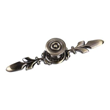 Imagem de Puxador europeu de móveis, puxador de porta de armário de gaveta de liga de zinco, estilo retrô vintage, estojos de madeira para peito, 4 cores opcionais (conjunto pequeno de verde antigo)