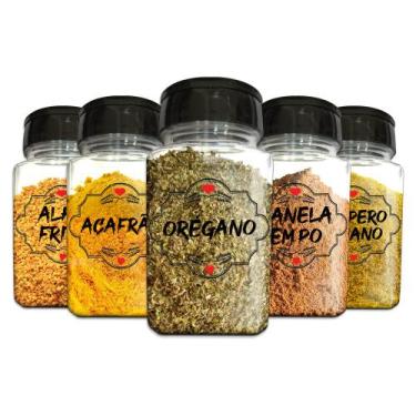 Imagem de Pote Tempero Kit 10 Potes+24 Etiquetas Adesivas Porta Condimento Q170 
