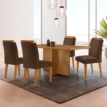 Imagem de Mesa Olimpia 120 MDF canto copo e com 4 Cadeiras Athenas