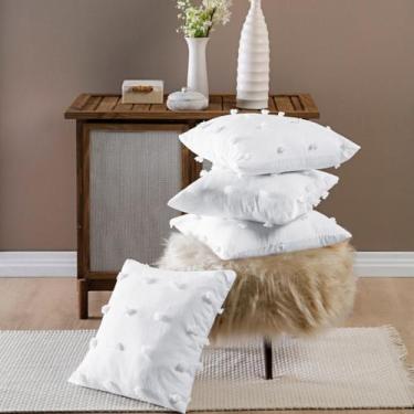 Imagem de Kit Capas De Almofadas 45cm x 45cm Poppy 04 Peças Branco - BIA ENXOVAI