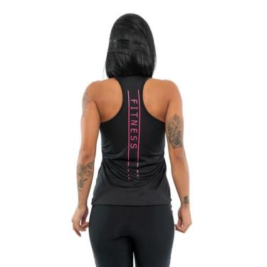 Imagem de Regata Nadadora Dry Fit Feminina Estampada - Fix, Preto, G