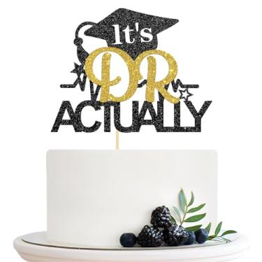 Imagem de Halodete It's DR Actually Cake Topper - Congrats Master Degree PHD Cake Decor - Happy Match Day - Doctor Graduation Party Decorations Supplies, Glitter Black Gold