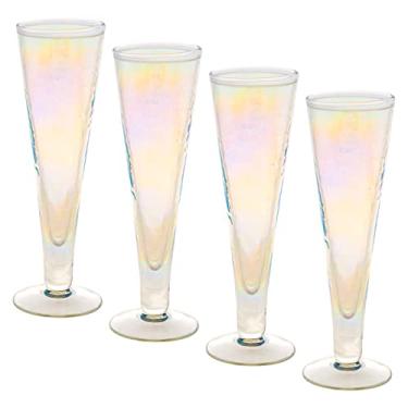 Imagem de Catalina Footed Champagne Flauta Iridescente Conjunto de Quatro