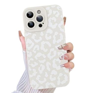 Imagem de TEAUGHT Capa compatível com iPhone 16 Pro Max, estampa fofa de leopardo branco + protetor de tela para pneu à prova de choque, capa de telefone com padrão de chita antiderrapante para meninas e