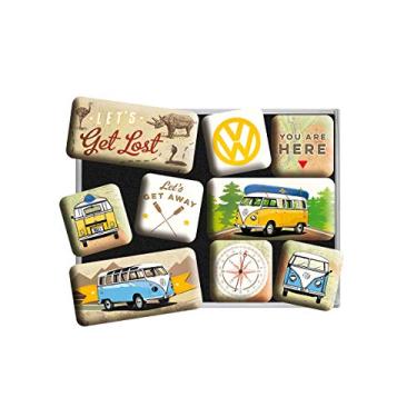 Imagem de Nostalgic-Art Ímãs de geladeira estilo retrô, VW Bulli – Let's Get Lost, conjunto de ímãs para quadro de avisos, design vintage, 9 peças