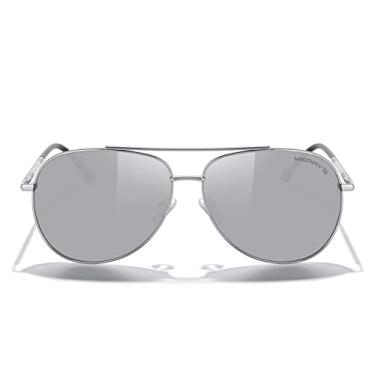 Imagem de MERRY'S Óculos de sol aviador para mulheres e homens, lentes espelhadas polarizadas com estojo - Óculos de sol polarizados para dirigir 60 mm, Armação prateada/lente espelhada prateada, Lens width: 60