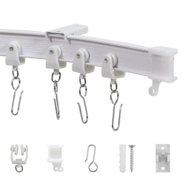 Imagem de Taaizau Trilho de cortina de teto flexível, suporte de teto curvado dobrável para divisória de quarto, sala de estar e banheiro, chuveiro de teto suspenso (501 cm)