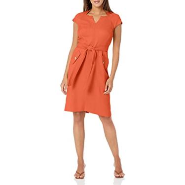 Imagem de Kasper Vestido feminino com cinto e manga cavada V Nk, Mamão, 48