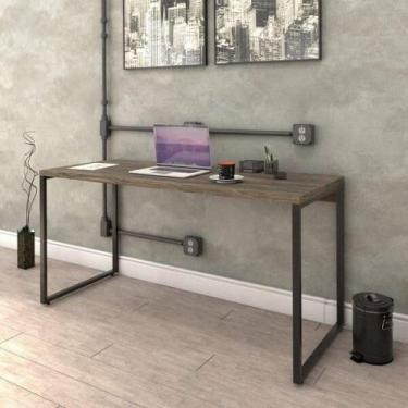 Imagem de Mesa de Escritório Industrial Kuadra 150 cm - Carvalho Dark/Preto - Co