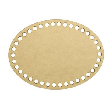 Imagem de Placa Base Oval Cesto Fio de Malha Croche 25x20 Mdf Madeira - Atacadão
