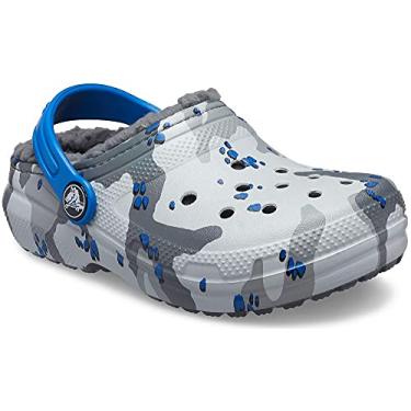 Imagem de Crocs Tamanco unissex infantil clássico forrado com camuflagem, Cinza claro/camuflado, 22