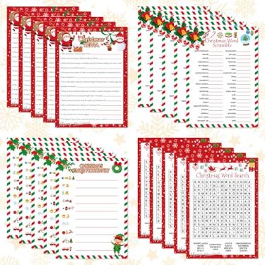 Imagem de Haxpacal 50 peças de cartas de jogo de festa de Natal - Jogos de Natal Artigos de lembrancinha de festa de fim de ano Busca de palavras Scramble Bingo Pictionary Conjunto de cartas de jogo