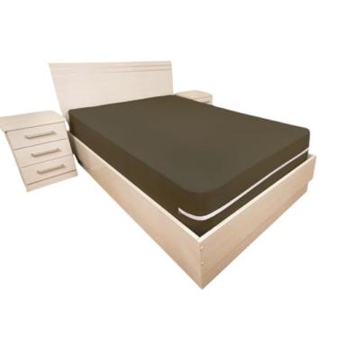 Imagem de Capa Colchão Queen 1,58X1,98X30cm Ziper Tecido Poliéster (Marrom)