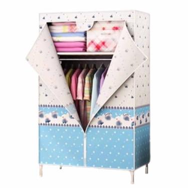 Imagem de Guarda-roupa Armário grande com zíper totalmente fechado, armação de tubo de aço, pano de cetim, guarda-roupa resistente, durável, simples para quarto armário