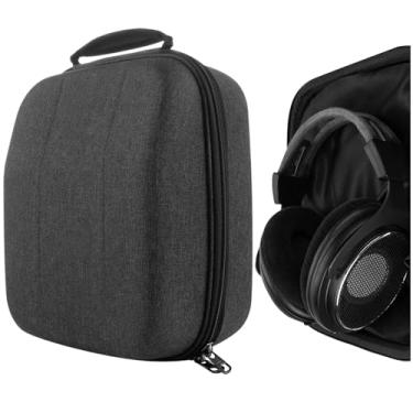 Imagem de Geekria Capa UltraShell para fones de ouvido supra-auriculares de tamanho grande, bolsa protetora de substituição para viagem com armazenamento de cabos, compatível com HiFiMAN HE1000 V2, SHURE SRH440 (cinza escuro)