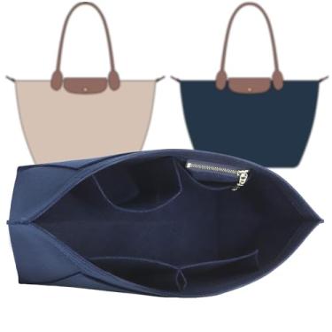 Imagem de Doxo Longchamp Inserção organizadora média, bolsa organizadora adequada para Le pliage, mantém as bolsas em forma e organizadas (azul-marinho, M)